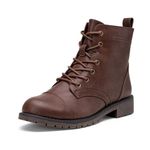 Vepose Women's Combat Ankle Boots, Classic Lace up Booties Low Heel, 910CA-Cognac/Whisky, Size 11 US-with Side Zipper(CJY910CA cognac 11)