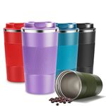 Travel Mug Thermal Coffee Cups Insulated Stainless Steel Vacuum Tumbler with Leakproof Lid for Hot Cold Drinks Reusable (Purple, 510ml)