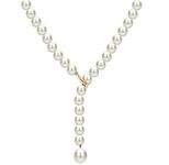 14K Yellow Gold Freshwater Cultured Pearl Adjustable Necklace for Women 20 inch 7-7.5mm, Pearl