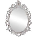 Simon's Shop Oval Mirror Shabby Chic Decorative Mirrors for Wall, 18.3 x 13 inches, Distressed White, Rustic Decor