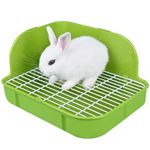 WYOK Rabbit Litter Box Toilet, Plastic Square Cage Box Potty Trainer Corner Litter Bedding Box Pet Pan for Small Animals, Rabbits, Guinea Pigs, Chinchilla, Ferret, Galesaur, 11.4 Inches (Green)