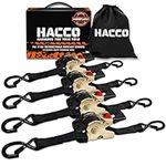 Haccoplanet 4Pk Retractable Ratchet Tie Down Straps 1" - 1500lbs Max Break Strength Autoretract Tie Downs with Coated S-Hooks for Motorcycles Cargo (6FT-4PK)