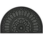 Mibao Half Round Door Mat Outdoor, Heavy Duty Front Door Mat, 60 x 90 Cm, Anti Slip Entrance Mat Outside,Dirt Trapper Rubber Backed Doormat,Grey Mat