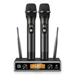 Wireless Microphone System, TONOR Professional Metal Cordless Karaoke Microphones, Handheld Dynamic Mic Set with Receiver for Party, Meeting, KTV, Church, DJ, Wedding, Singing, 200ft, TW820 Black