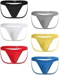 KAREN SPACE Men's Jockstrap Sexy Underwear, Ice Silk G-String Athletic Supporters for Men,D2-1907SD-Black/White/Gray/Red/Yellow/Blue(6-Pack),X-Large