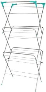 Ram® 3 Tier Deluxe Airer Foldable Heavy Duty Clothes Airer With 4 CORNER HOOKS And Sock Dryer 14M Airing Capacity