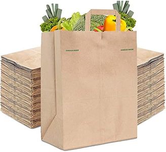 Stock Your Home 70 Lb Kraft Brown Paper Bags with Handles (50 Count) - Kraft Brown Paper Grocery Bags Bulk - Large Paper Bags with Handles for Grocery Shopping - Handles Provide Grip for Trash Bag Use