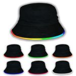 House Of Rave LED Bucket Hat - Neon Rave Accessory & Festival Outfit - Light Up Rave Bucket Hat for Men, Women, Black, One Size