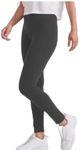 Girls Plain Legging Full Length (Ages 2 3 4 5 6 7 8 9 10 11 12 13 Costume) Dance Stretch Teen (Charcoal)