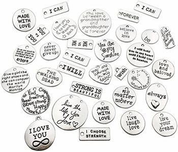 30pcs Inspiration Words Charms Craft Supplies Mixed Pendants Beads Charms Pendants for Crafting Jewelry Findings Making Accessory for DIY Necklace Bracelet M44 (Inspiration Charms)