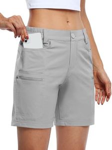 Willit Women's Shorts Hiking Cargo Golf Shorts Outdoor Summer Stretch Shorts with Pockets Water Resistant Gray S
