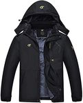 QPNGRP Mens Waterproof Ski Snowboarding Jacket Winter Windproof Snow Coat Black Large