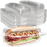 Sturdy, Locking Plastic Hot Dog Trays. 200 Pk. 100 Tops and 100 Bottoms. Premium Disposable Food Presentation Boats for Takeout and to-Go Meals. Made from PET. Ridged Edge Designs for an Upscale Look