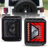 AUTOWIKI LED Tail Lights fit for 2007-2017 Wrangler JK Tail Lamps Rear Brake Turn Signal Lights Assembly Replacement 1 Pair (Matte Black Housing/Smoke Lens)