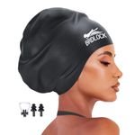 BRDLOCK Extra Large Swim Cap for Braids and Dreadlocks Swimming Cap for Women Long Hair Braids Dreads Locs Thick Curly Hair Waterproof Silicone Swim Caps Keep Your Hair Dry