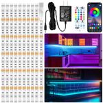 LAFULIT 10 PCS RGB Under Cabinet Lights Kit, App and Remote Control Led Strip Lights, Music Sync Color Changing Led Lights, Plug in Light for Cabinet, Counter, Shelf, Bookcase, 13ft