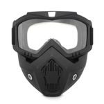 click2shop Goggle Mask Anti Scratch UV Protective Face & Eyewear Windproof Dirt Shield with Soft Foam Padded Detachable Mouth Filter for Cycling Bike Off Road Racing Ride Unisex (Clear Visor)