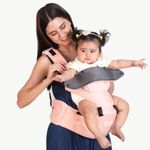 POLKA TOTS 6 In 1 Hip Seat Baby Carrier With Airbag Seat In Peach Color,Adjustable Waist & Comfortable Lumbar Support With Trendy Carry Bag,Mostly Suitable For C Section Mother (3 To 36 Months),Infant