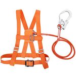 Safety Harness Kits, Safety Fall Arrest Harness Full Body Height Fall Protection Harness Aerial Work Fall Protection Safety Harness Adjustable Belt with Hook (Safety Harness Big Buckle 2M)