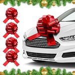4 Pcs 16 Inch Christmas Car Bow Pull Bow Car Gift Wrapping Bow Christmas Bows for Cars Decor New Houses Big Gift Bow