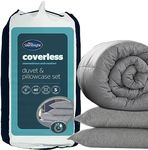Silentnight Coverless Duvet Double - Washable 10.5 Tog Duvet Quilt with Matching Pillowcase Ideal for All Seasons No Cover Needed Ideal for Camping Sleepovers and University - Double - Grey