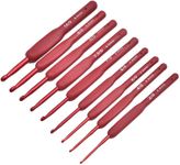 ZXUY Crochet Hooks Ergonomic Soft Touch Handles Aluminum Crochet Hook Set  for Crocheting Lace/Doilies/Socks/Shawl/Gloves/Scarf/Sweaters/Bags (Red 9Pcs)