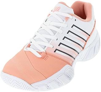 K-Swiss Junior Bigshot Light 4 Kids' Tennis Shoes, Peach Amber/White/Asphalt, 6.5 Big Kid