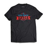 Prink Barca Football Black Printed T-Shirts | Men's Regular Fit T-Shirt | Men's Cotton T-Shirt | T-Shirts for Football Club Barcelona | (L)