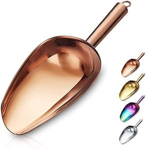 Berglander Stainless Steel Rose Gold Ice Scoop 6 OZ, Titanium Copper Plating Metal Ice Scooper For Ice Maker Multipurpose For Candy Wedding Kitchen Bar Party Pet Animal Dog Food Scoop Beach Shovel