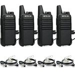 Retevis RT22 Walkie Talkies Long Range, 16 CH, VOX, Two Way Radio with Rechargeable Batteries and 2 Pin Covert Air Acoustic Earpiece,2 Way Radios for Commercial, School, Hiking, Farm (4 Pack)