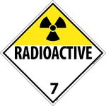 NMC DL16R Radioactive Placard - 10.75 in. x 10.75 in. Rigid Plastic Class 7 Dot Placard Sign with Black Text on White Base