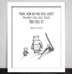 Heart n Home Winnie the Pooh and Piglet Print Poster, How do you Spell Love, Eeyore, Kanga, Roo, and Tigger, Nursery Vintage Art. Artwork for Children Kids Room (Print Only)