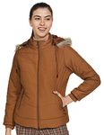 Qube By Fort Collins Women's Nylon Standard Length Parka Coat (39277Az_Tan_M)