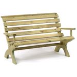 BrackenStyle Lilly Park Bench (With Arms) - Durable Pine Park Seat - Dip Treated Scandinavian Pine 3 Person