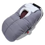 Winter Baby Car Seat Cover - Keep Babies Warm Carseat Bunting Bag - Blanket for Newborn Infant - Cold Weather Insulated Windproof Carrier Canopy for Travel (Grey)