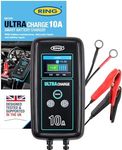 RING ULTRACHARGE 10A Smart Car Charger & Battery Maintainer With Alternator Testing And Power Supply Mode - Compatible With Lithium Ion, Lead Acid, Gel, EFB & AGM Batteries (6V & 12V Compatible)