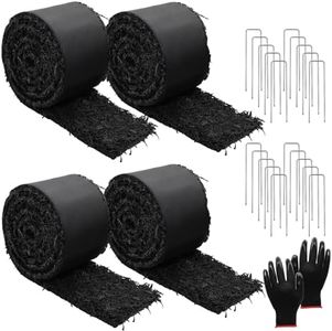 4 Pcs Rubber Mulch for Landscaping Garden Mulch Black Roll Rubber Mulch Mat Natural-Looking Edging Border Cuttable Reduced Weed Growth Organic Soil Fertilizer Bed Liner for Garden 10 Ft Long Each 2025