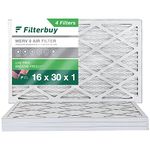 Filterbuy 16x30x1 Air Filter MERV 8 Dust Defense (4-Pack), Pleated HVAC AC Furnace Air Filters Replacement (Actual Size: 15.63 x 29.63 x 0.75 Inches)