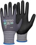 KAYGO Work Gloves MicroFoam Nitrile Coated KG19NB, Seamless Knit Nylon Safety Work Gloves with Micro Dots on palm, Ideal for General Purpose,Automotive,Home Improvement,Painting (3, Medium)