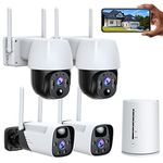 4MP Battery Powered Wireless Security Camera System Outdoor 100% Wire-Free, 2-Way Audio, Color Night Vision, PIR Motion Detection, IP66 Waterproof, SD/Cloud Storage, No Monthly Fee, 4-Cam Kits