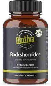 Biotiva Cápsulas de semillas de alholva (fenogreco) 150 piezas - 600 mg de polvo de semillas de alholva - Trigonella foenum-graecum - 100% vegano - lactancia, leche, cabello - (DE-ÖKO-005)