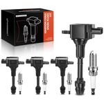 A-Premium Ignition Coils and Spark Plugs Kits Compatible with Nissan Altima Sentra 2002-2006 X-Trail 2005-2006 2.5L Replace# 224338H315 4-PC Set