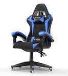 bigzzia Gaming Chair Ergonomic Computer Chair Reclining PU Leather High Back Video Game Chair with Headrest Adjustable Lumbar Support Linkage Armrest (Black/Blue)