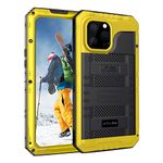 Mitywah Waterproof Case for iPhone 13 Pro Max, Heavy Duty Military Grade Case with Built-in Screen Protector, Full Body Underwater Protective Shockproof Metal Case 6.7 inch, Yellow