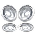 SANYCASA Electric Stove Drip Pans 316048413 & 316048414 Perfect Fit for Kenmore Frigidaire Electric Range, No-Bend Chrome Stove Burner Drip Pan, 4 Pack Includes 2 6" and 2 8" Drip Bowl Pans, Sliver