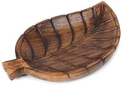 TrendBell Decorative Tray Wooden Leaf Design Serving Tray Platter Breakfast Table Natural Finish Tray Kitchen Décor 12 X 8 x 1