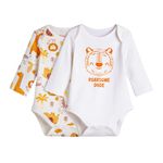 Hopscotch Boys and Girls Bio-Finished Cotton Printed Bodysuit Pack Of 2 in Multi Color For Ages (3-6 Months)