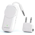 HomeSpot Bluetooth 5.3 Airplane Adapter, Rotary Volume, aptX Low Latency & Adaptive, 25 Hrs, Use with Any 3.5mm Jack on Airplanes, TVs, Car, Gym, Ideal for AirPods, Headphones and More, White