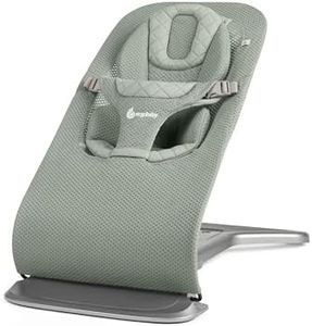 Ergobaby Evolve 3-in-1 Bouncer, Adjustable Multi Position Baby Bouncer Seat, Lightweight Baby Rocking Chair Fits Newborn to Toddler, Removable Cover Seat, Ergonomic, Sage Green, 0-2 Years (2-13 Kgs)