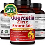 Premium High Purity Quercetin 98% with Bromelain Capsules Equivalent to 3470 mg - Maximum Potency with Green Tea Ashwagandha - Supports Overall Health Strength Energy - 150 Days Supply